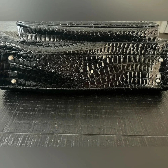 G by GUESS Y2K LOGO  Black Patent Leather Iconic Croc Hand Bag Purse Vintage - Picture 5 of 7